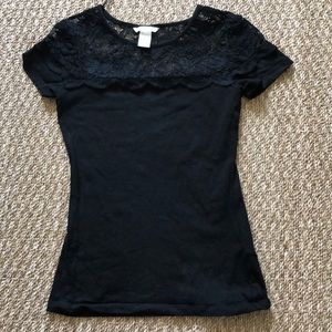 H&M black lace shirt.